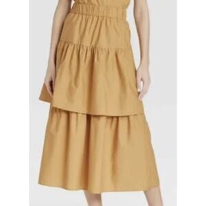 Who What Wear Tiered Marigold Skirt-2X-Pockets